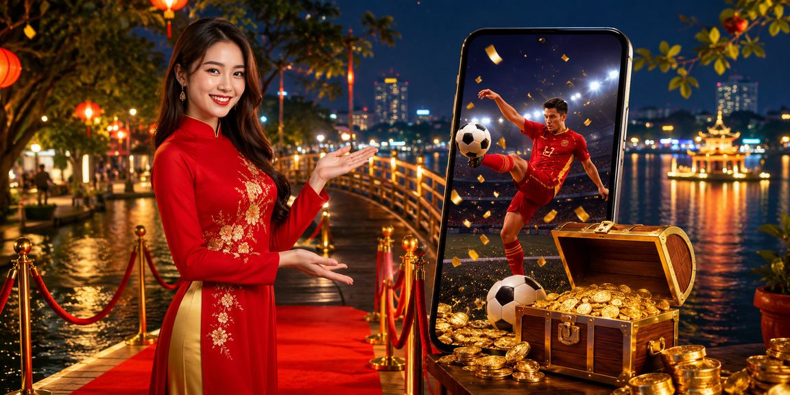 Cô gái áo dài Hà Nội theo dõi trận bóng đá trực tuyến qua điện thoại