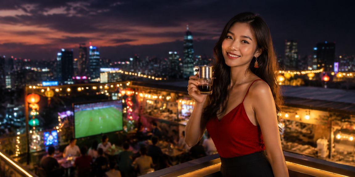 Người dùng xem thông tin cá cược bóng đá tại Mũi Né bên ly cà phê